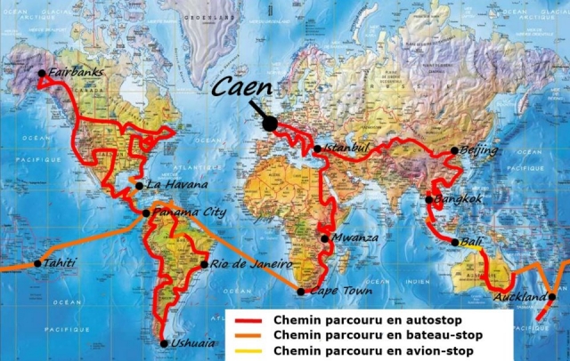 Карта путешествия Джереми Мари