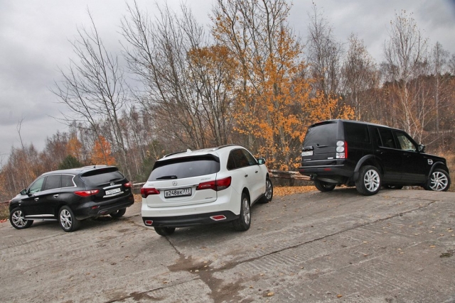 Acura MDX vs Infiniti QX60 Hybrid vs Land Rover Discovery SDV6